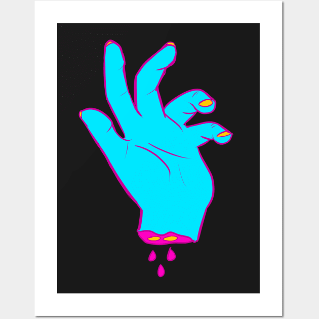 Blue Zombie Hand Sticker Wall Art by artiefartie